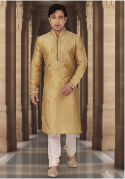 Gold Color Dupion Kurta Set